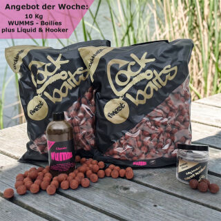 15 Kg WUMMS Boilies plus 500ml Liquid plus Hooker